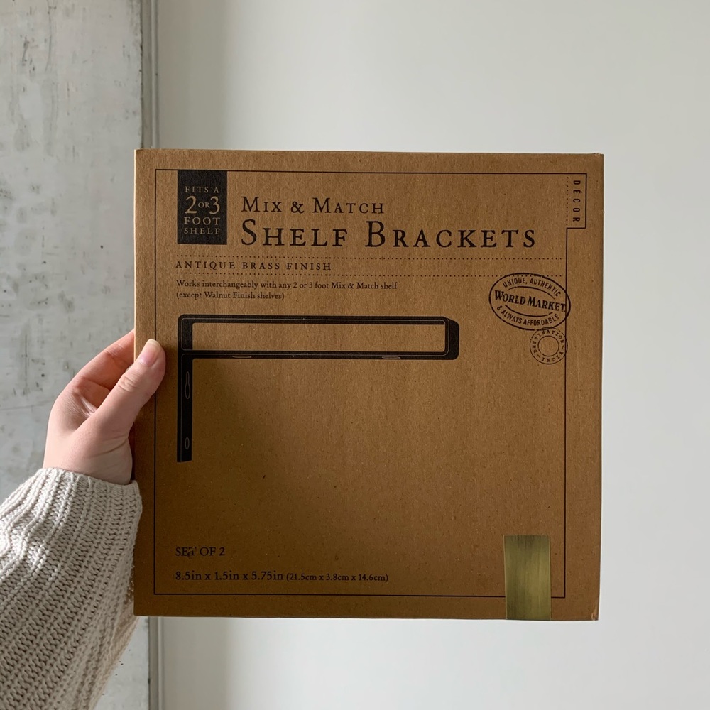 NWT Antique Brass Shelf Brackets (set of two)